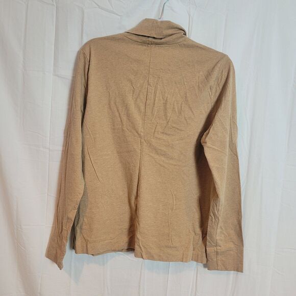 LL Bean Set of 2 Cotton Turtleneck Shirts Tan Gray Basic Casual Womens Sz Large - Picture 3 of 13